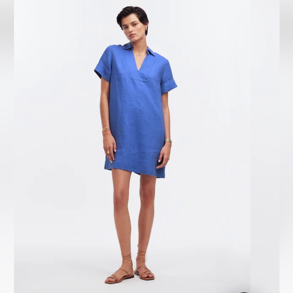 Madewell V-Neck Mini Dress in 100% Linen